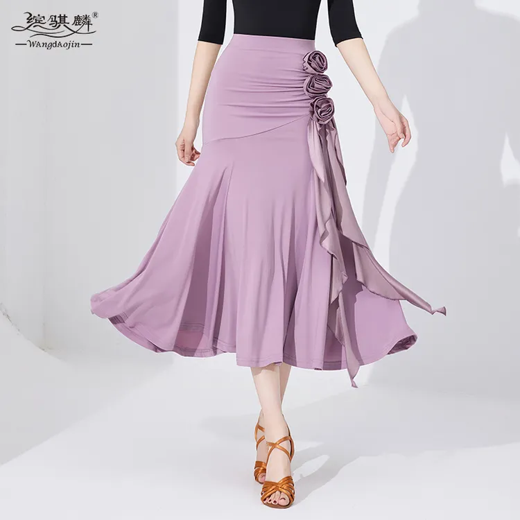 新款摩登舞半身裙高端华尔兹交谊舞国标舞表演大摆裙拉丁舞练功服