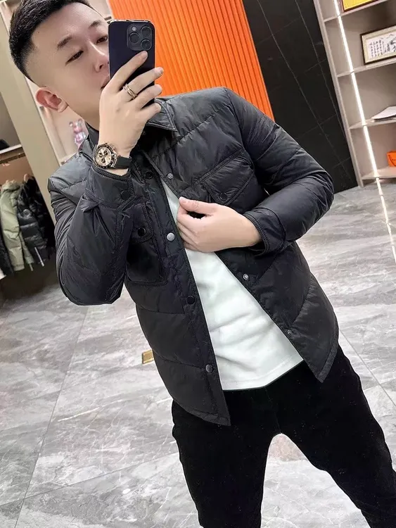 冬季男士休闲潮流修身轻薄棉服保暖韩版翻领时尚百搭网红短款棉衣