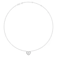 VIGG 坠链均925银 甜心初心项链 锁骨链粉色爱心时尚简约百搭饰品