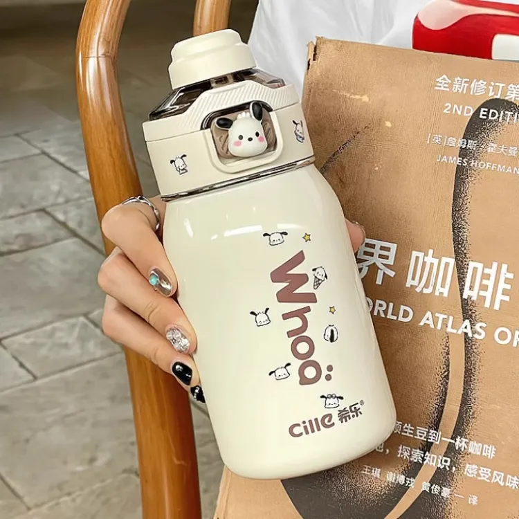 希乐2024新款可爱小帕狗316不锈钢便携式大容量双饮运动保温杯