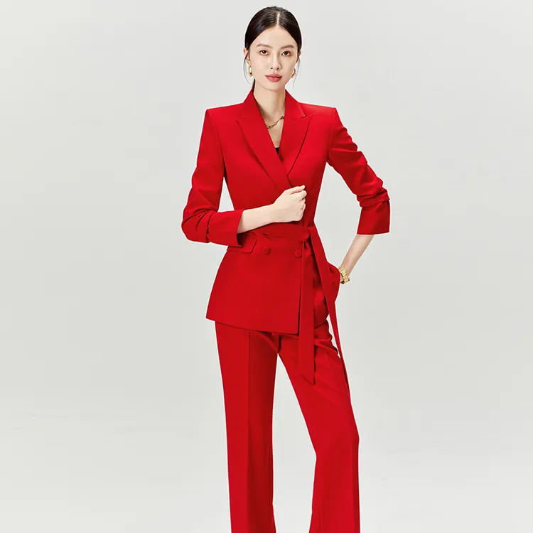 【高端气质】红色西装套装女秋装上新2025婚礼服装正装轻奢休闲西服
