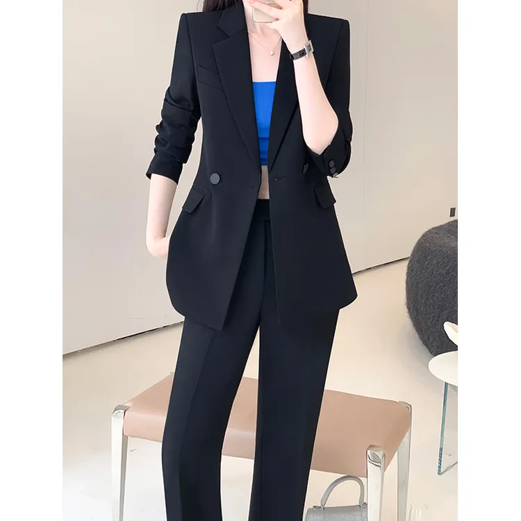 【高端气质】黑色西装套装女2025新款时尚休闲御姐范职业两件西服
