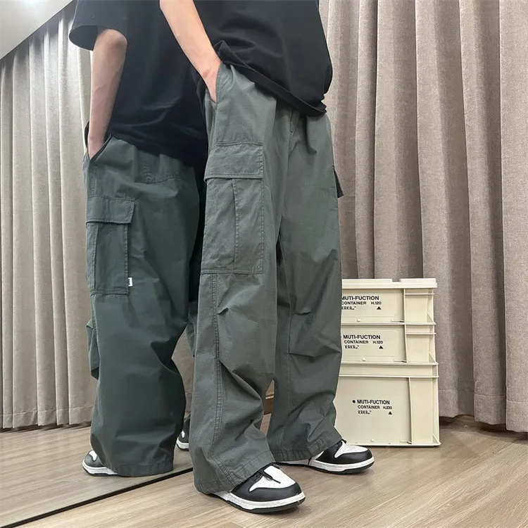 工装裤男春秋新款高端日系复古高街冲锋裤子多口袋降落伞休闲长裤