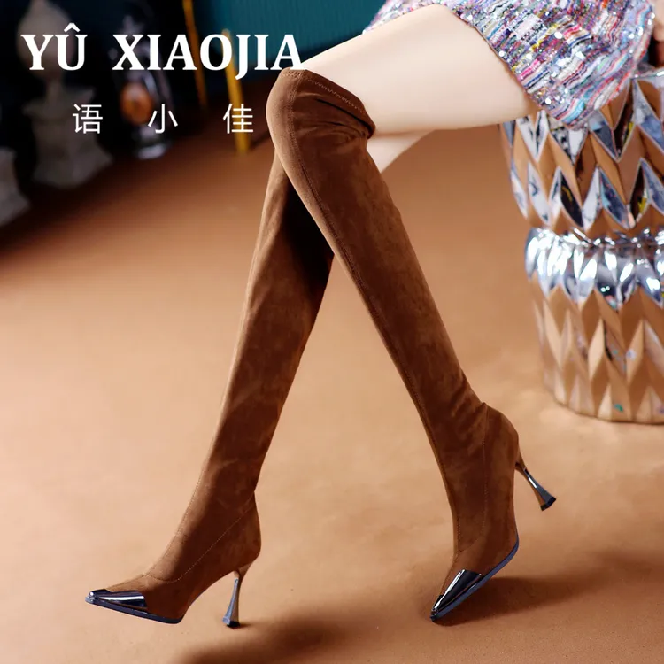 下架[已开价]细跟长靴子2025秋冬金属尖头高跟过膝靴M85-89-8E