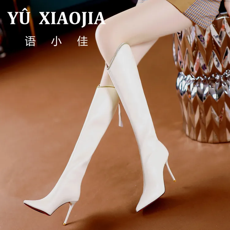 8CM[已开价]细跟骑士靴女2025冬季职业尖头高跟长筒靴975-8D
