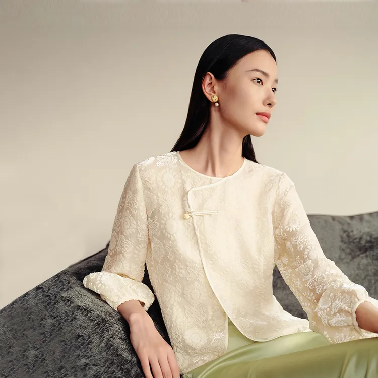EP雅莹女装 桑蚕丝国风新中式盘扣外套 春夏新品1271A