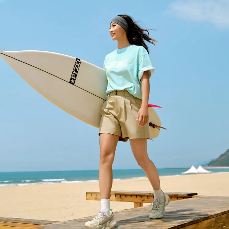 EP YAYING雅莹女装 棉质撞色宽松工装阔腿短裤 春装新款6220A