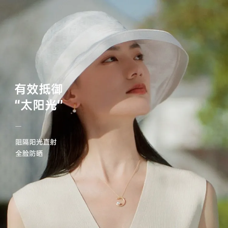 EP YAYING雅莹女帽 桑蚕丝花罗绞花大檐遮阳防晒帽 新品ZH12A