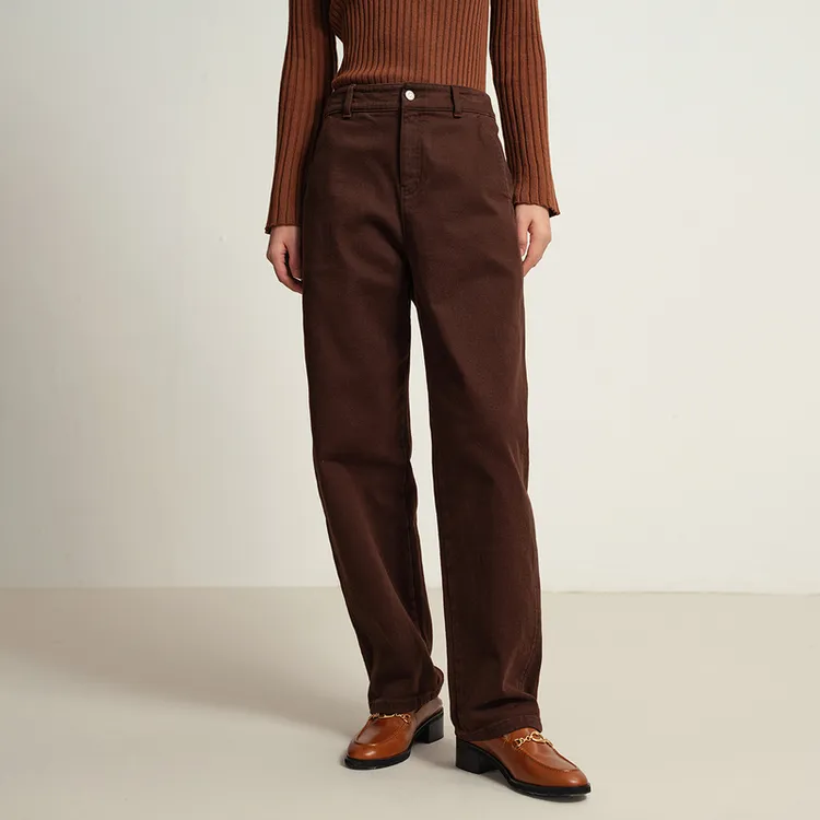 EP YAYING雅莹女装 直筒高腰磨毛牛仔老爹裤 秋季新款J612A