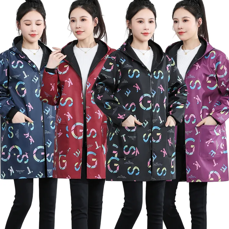 新款防水成人女罩衣时尚厨房长袖加绒围裙防污工作服男士搬运大褂