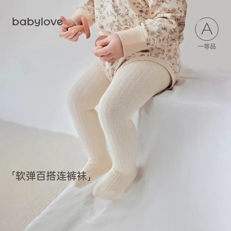 babylove婴儿连裤袜春秋男女宝宝袜子高弹不勒保暖护腿家居打底袜