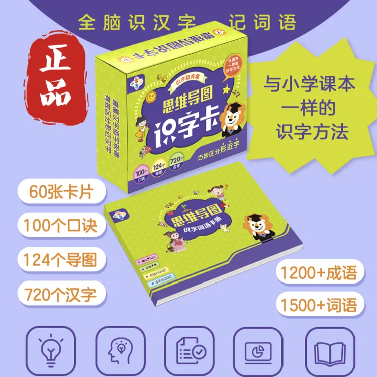 思维导图识字卡高效速记通用偏旁部首结构学前幼小衔接小学生语文