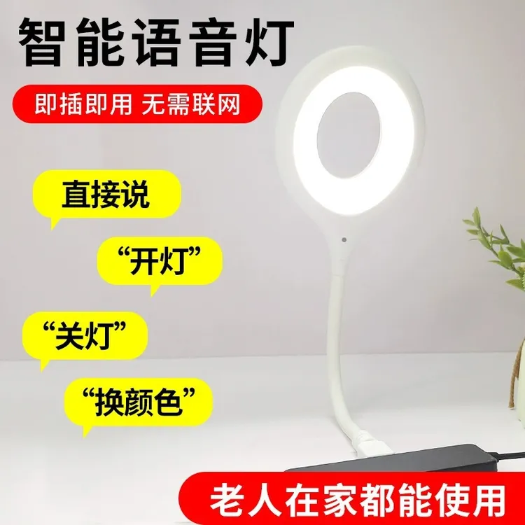 智能语音小夜灯卧室床头感应灯usb接口家用便携人工声控led睡眠灯