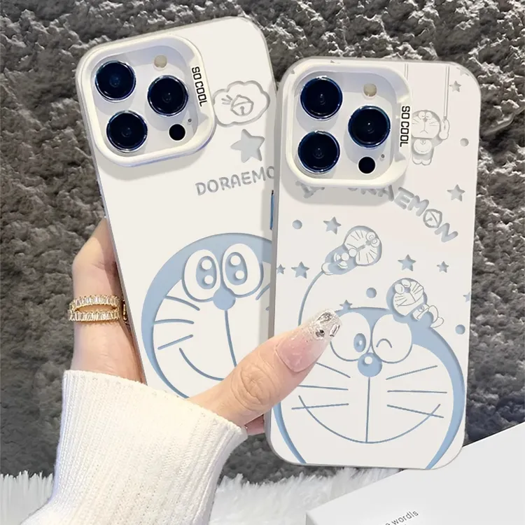 彩银镭射壳多啦A梦适用oppo苹果16华为小米vivo红米k70至尊iphone