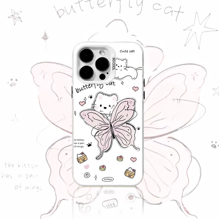 彩银IMD镭射小猫花朵适用苹果16华为oppo小米15vivo红米100iphone