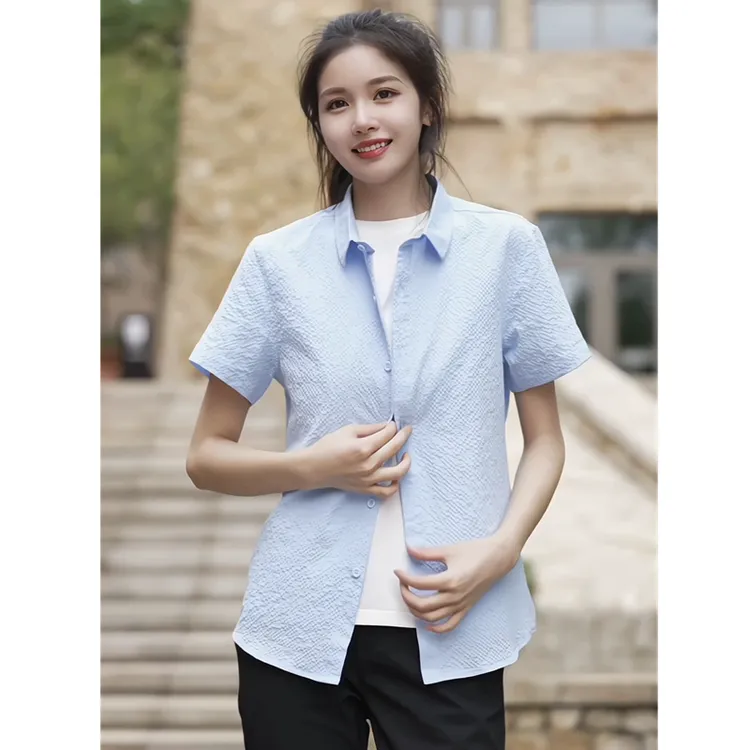 2025夏季短袖衬衫男士青少年潮流薄款纯色半袖寸衣宽松痞帅男装