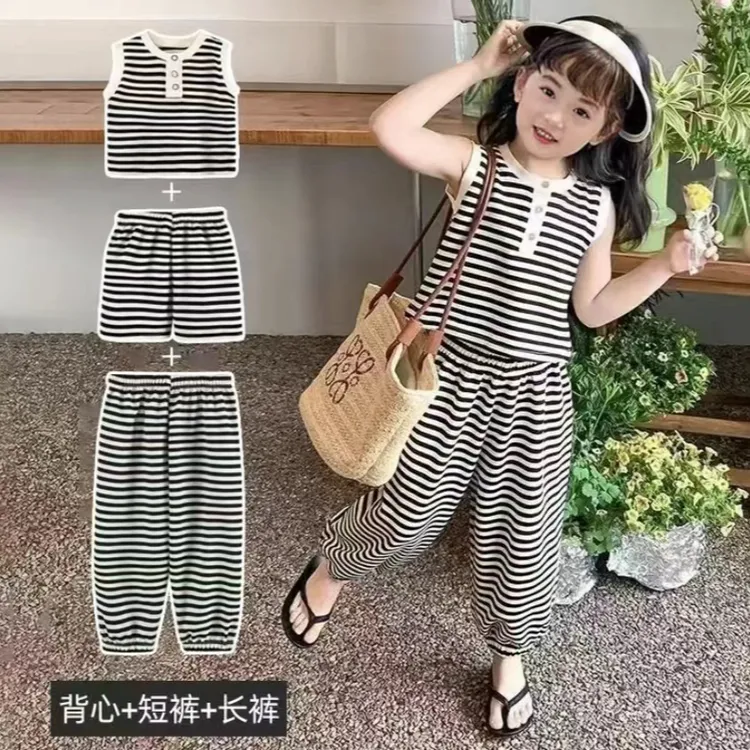 【低价好物】yo女童夏季套装新款洋气条纹儿童小童夏装夏款网红宝宝