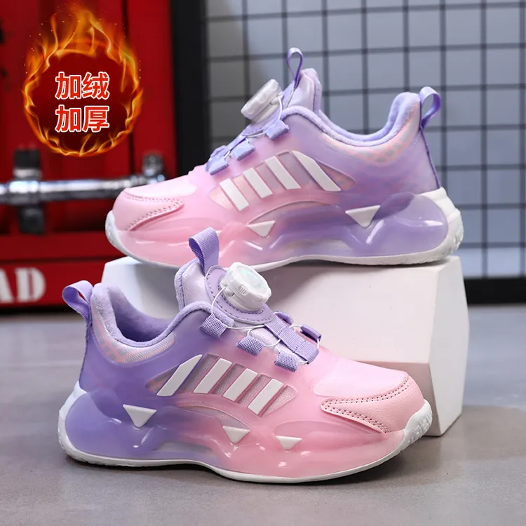 回力瑞女童鞋子秋冬季新款皮面加绒儿童运动鞋男孩中大童二棉鞋潮