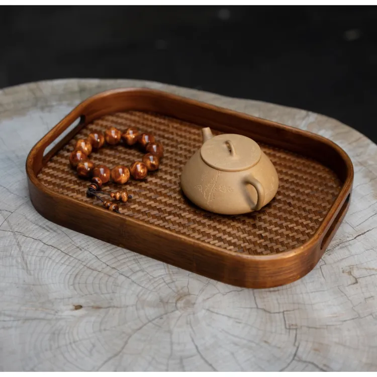 食课手工竹编收纳盘