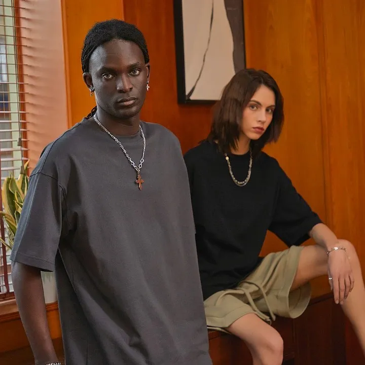 NOPRINTING 纯棉300g重磅T恤美式纯色男女款不透宽松日系简约短袖