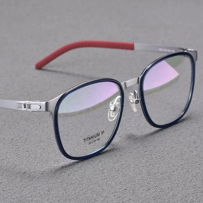 简约超轻男生纯钛防滑方形舒适型运动超薄近视眼镜框男款大脸加宽