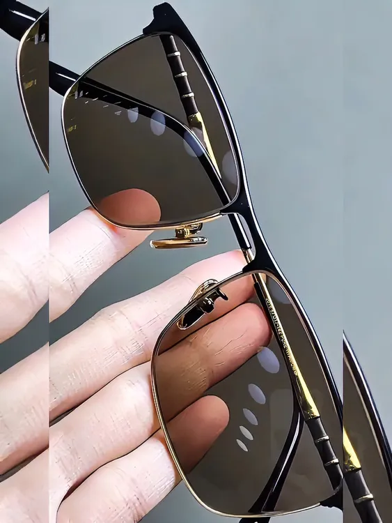 精选茶色水晶复古时尚男款高档户外防紫外线水晶大框护目太阳镜