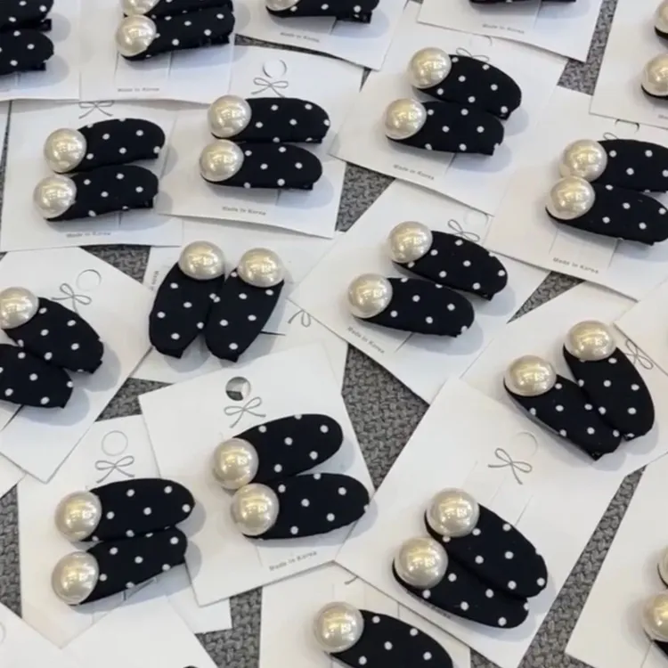 波点珍珠小号发夹刘海夹出游搭配韩国小众氛围感刘海夹韩版小香风