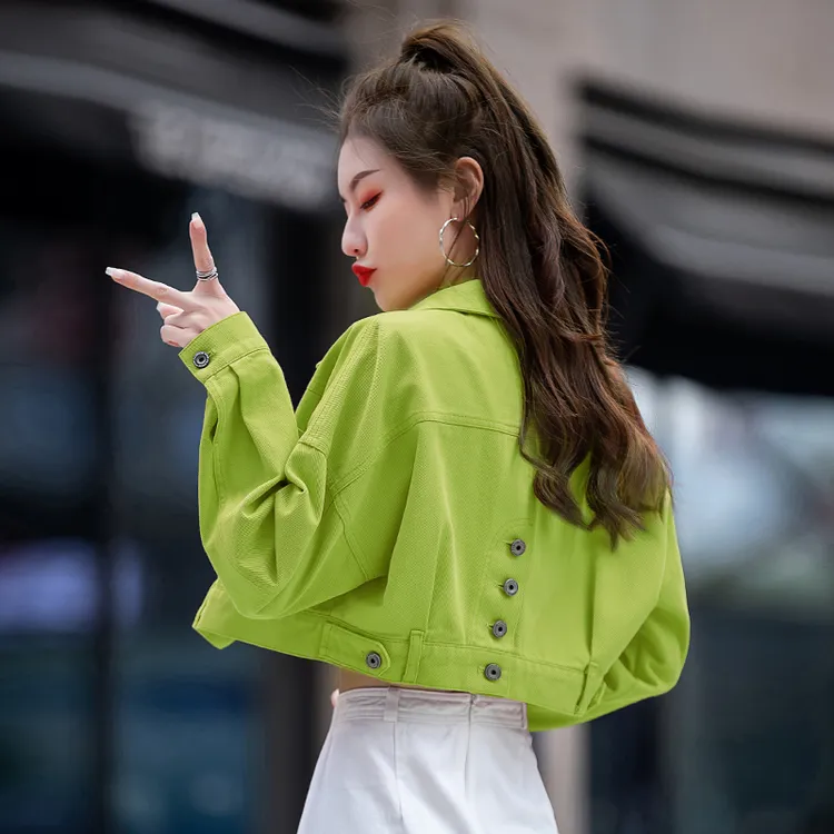 牛油果绿色牛仔外套女装夹克时尚洋气爆款2025新款春秋季短款上衣