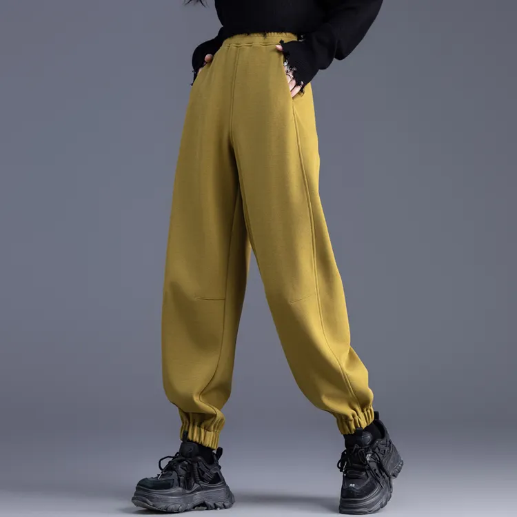 松紧腰哈伦休闲裤女2025秋冬季新款加绒女裤子宽松束脚运动裤卫裤