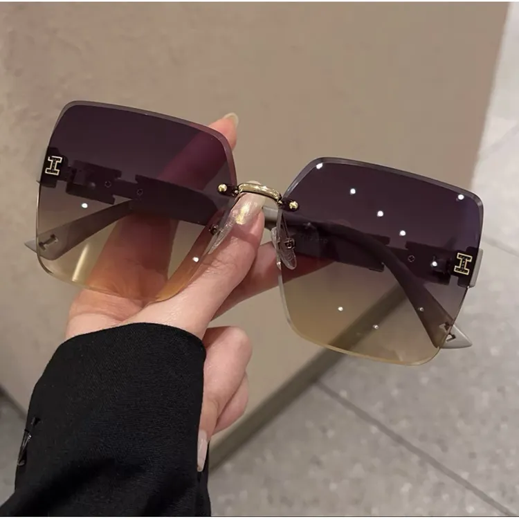 高品质渐变大框太阳镜男女通用防紫外线百搭街拍款潮流高颜值方框