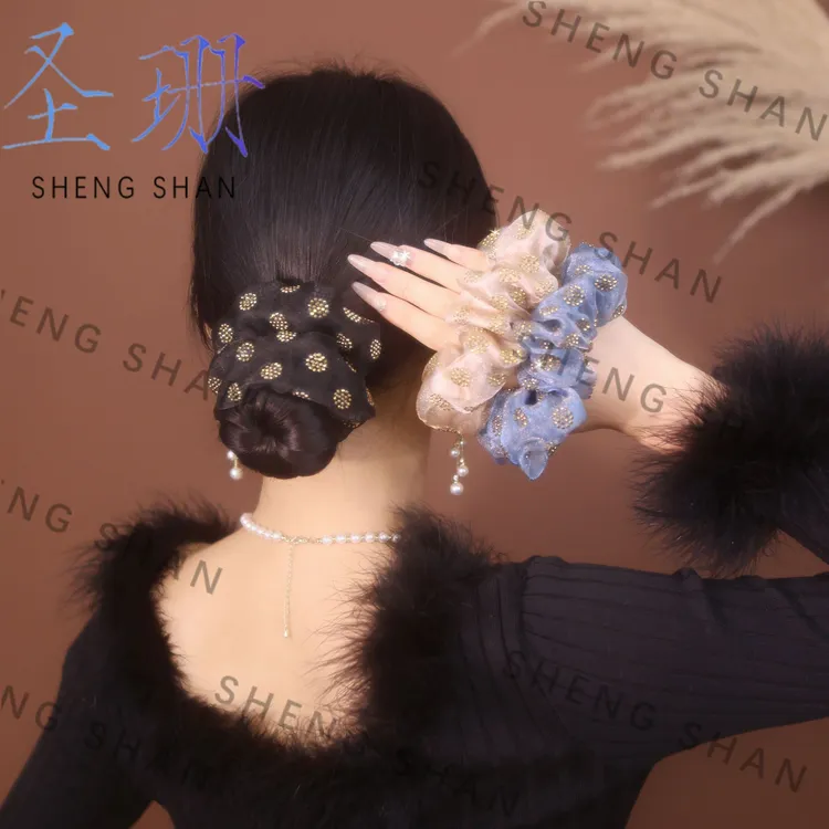 圣珊高弹力头发新款初秋百搭大肠发圈精致高马尾皮筋气质发饰