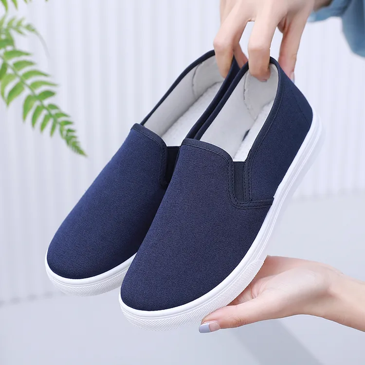护士鞋低帮透气休闲鞋男女工厂百搭小白鞋平底防滑老北京工作布鞋