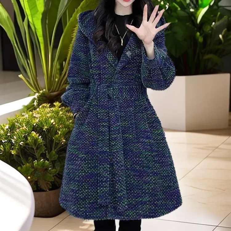 秋冬高档新款时尚女士上衣外套夹棉加厚呢子大衣宽松保暖毛呢外套