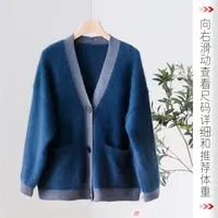 3090201 果果推荐~秋冬时尚康赛妮浣熊绒宽松加厚针织开衫毛衣 