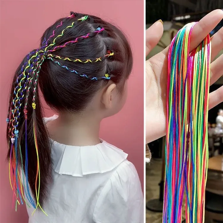 儿童民族风七彩渐变编发绳舞台装发饰亲子潮辫脏辫嘻哈风彩带彩绳