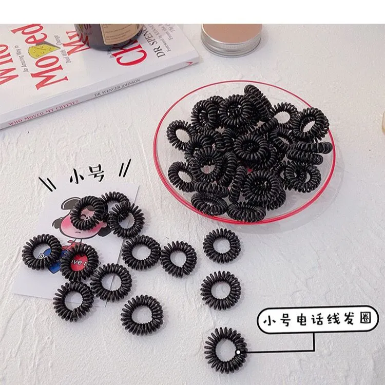 电话线发圈女极细扎头发橡皮筋电话绳塑料皮套小号电话圈头绳皮筋
