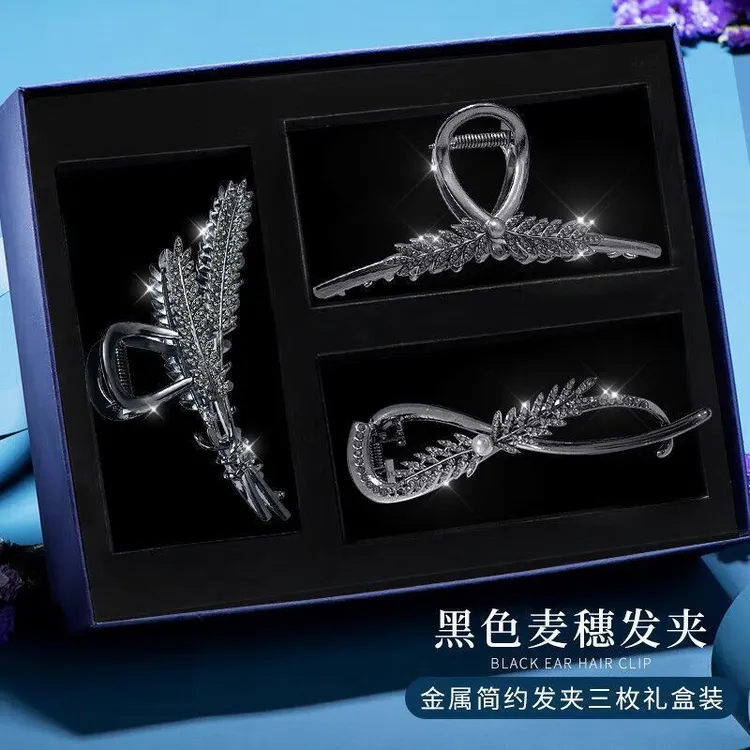 礼物女送女友闺蜜高级感鲨鱼夹发饰麦穗抓夹套装秋冬轻奢盘发夹