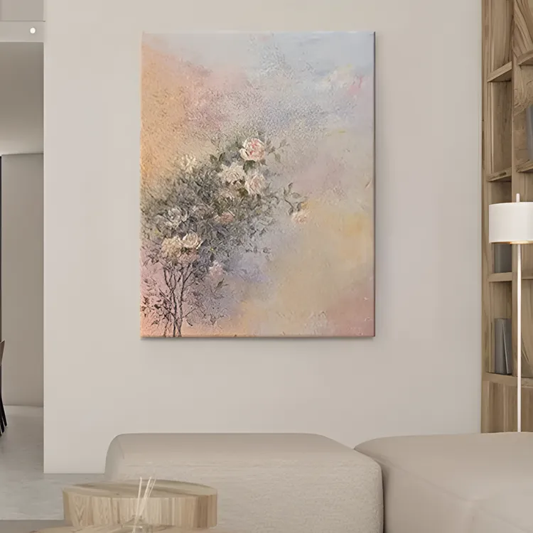 【田园】纯手绘挂画侘寂风玫瑰花卉客厅玄关装饰画田园治愈挂画