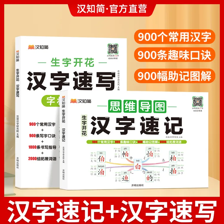 汉知简【汉字速记+汉字速写】小学生思维导图速记汉字识字启蒙卡片