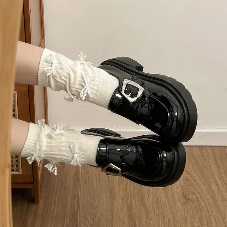 厚底黑色乐福鞋女百搭jk鞋英伦风日系复古小皮鞋秋冬增高女鞋单鞋