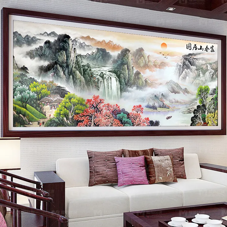 富春山居图钻石画满钻客厅山水精品大画新中式手工十字绣AB彩钻X