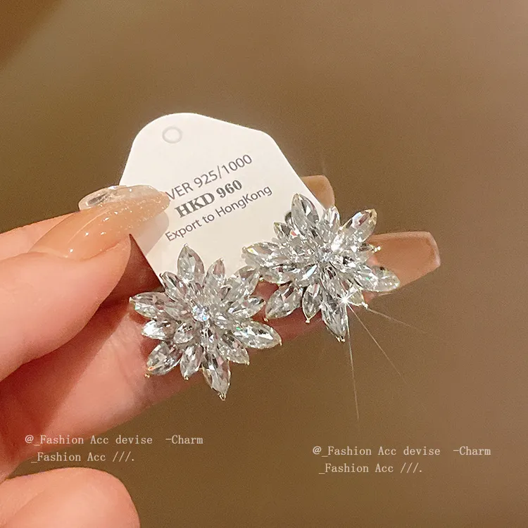 铜合金合成锆石耳饰 轻奢夸张大气耳环新款设计感新娘耳饰潮女A35