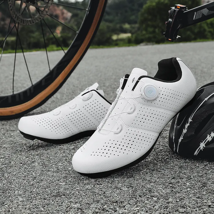 SINBZIO简约白女无锁骑行鞋男款推荐锁鞋硬底公路车锁鞋山地车
