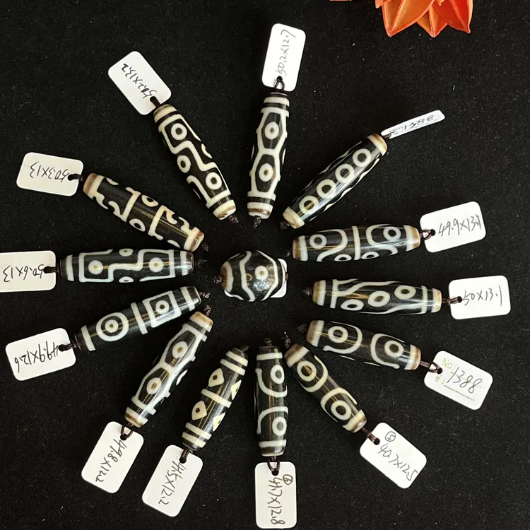 聚缘精挑全品手工玛瑙珠黑白古法博古三眼九眼六眼牙牙款式可定制