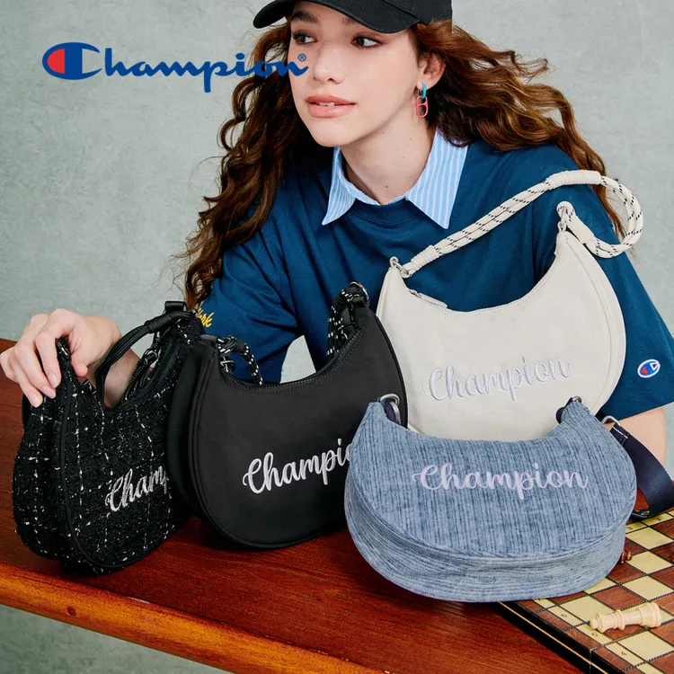Champion轻奢月牙包2025夏季蓝色时尚设计感单肩包女