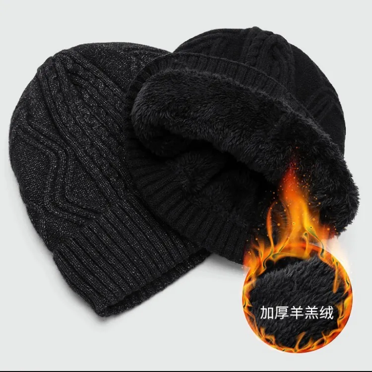 冬季户外零下不冷毛线帽男防寒保暖针织帽加绒加厚大头围羊毛帽子