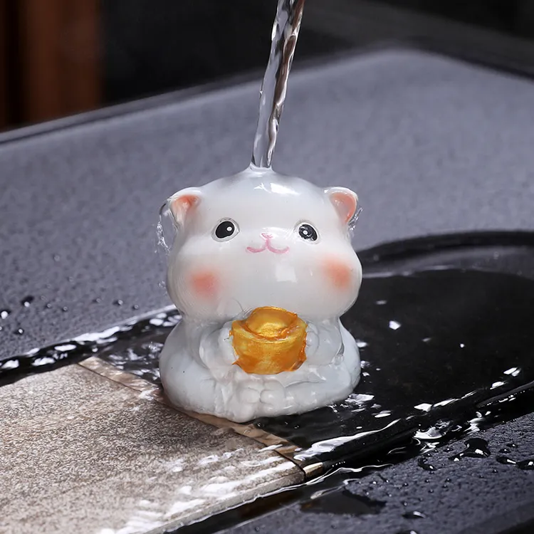 小猫摆设手工茶宠卡通猫咪创意家居家用摆件元宝招财可爱宠物茶道