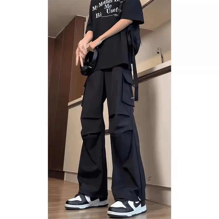 黑色降落伞兵工装裤男款夏季速干冰丝尼龙裤子户外美式机能冲锋裤