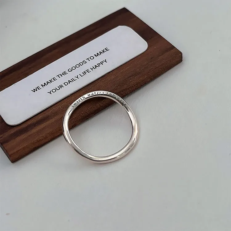 925银戒指 简约百搭素圈莫比乌斯环光面女冷淡风细圈小众个性指环