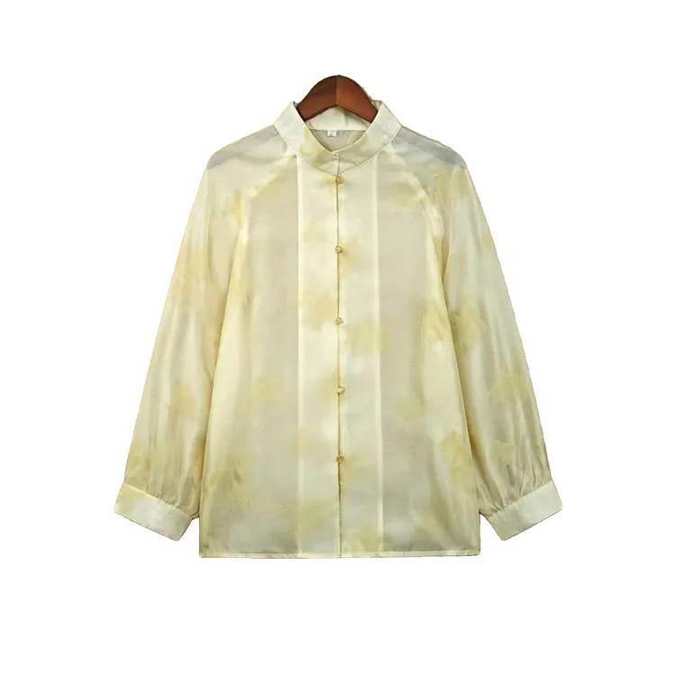 中式国风女防晒衬衫长袖立领优雅宽松小众上衣外搭防晒衣夏装新款